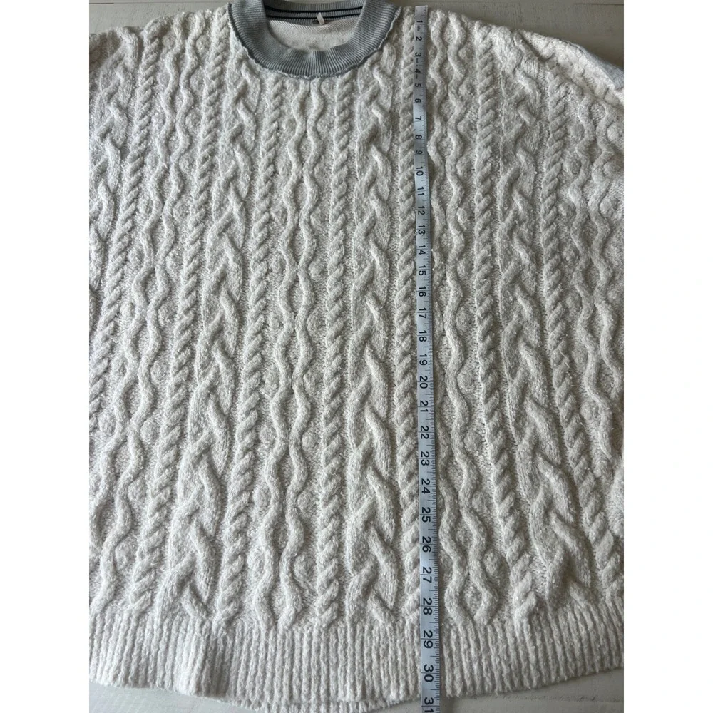 Free People Olympic Oversized Sweater Ivory and Gray Size Small